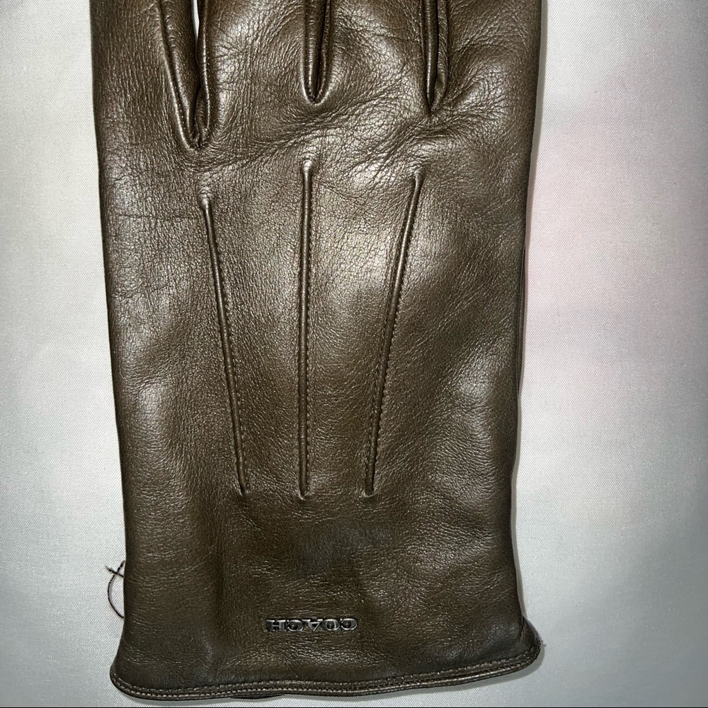 Coach Leather Mens Gloves with Cashmere lining. - Picture 2 of 6